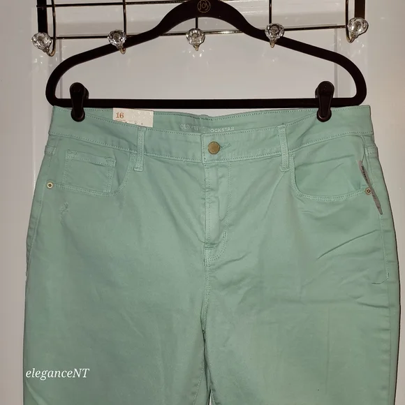 Old Navy Seafoam Green Rockstar mid-rise jeans Sz: 16 NWT - Picture 6 of 8